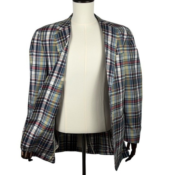 Haspel Other - Haspel Mens Plaid Sport Coat Blazer Unstructured  100% Cotton Two Button Jacket